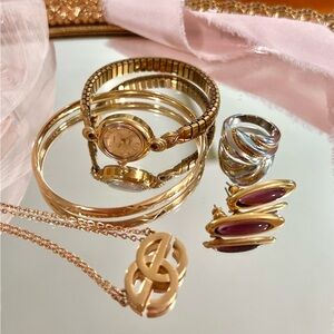 Elegant Vintage Gold and Silver Women's Accessory Set